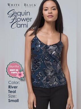 White House Black Market Cami Sequin Flower Host Pick